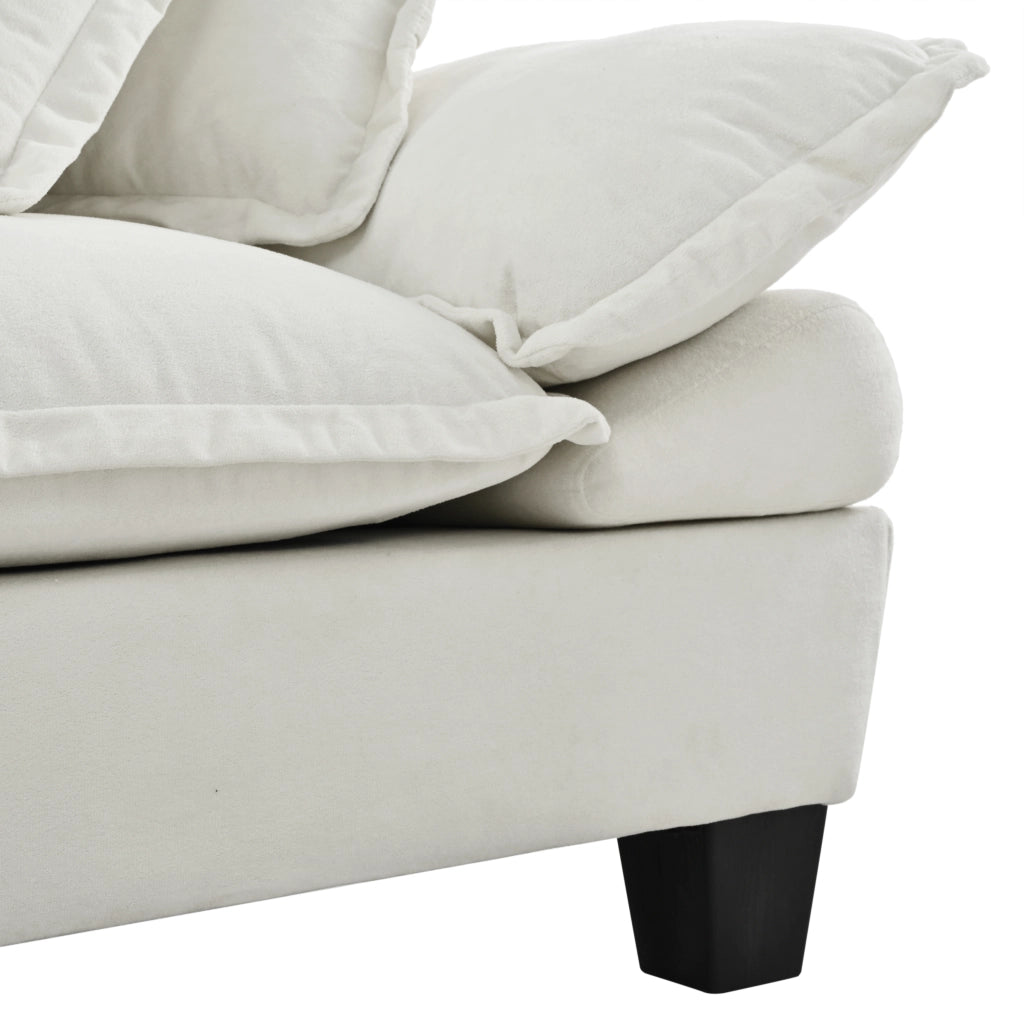 Divano Angolare Modulare con Ottomane e Contenitore ¨C MINIMAL ¨C Chenille, Beige