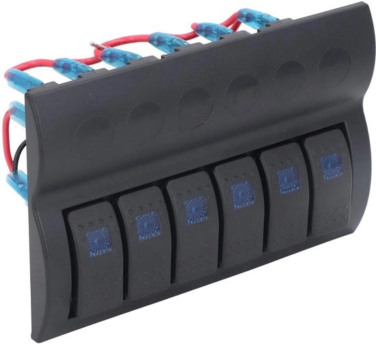 Pannello di commutazione con 6 cavi - Preinstallato elettrico - Pannello di commutazione a LED blu - Protezione contro sovraccarico - Adatto per...