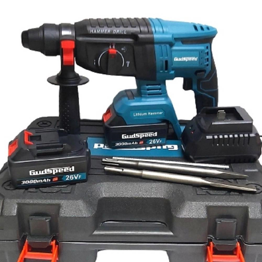 Trade Shop - Tassellatore A Batteria 2 Batterie Martello Demolitore Percussione Trapano Sds -