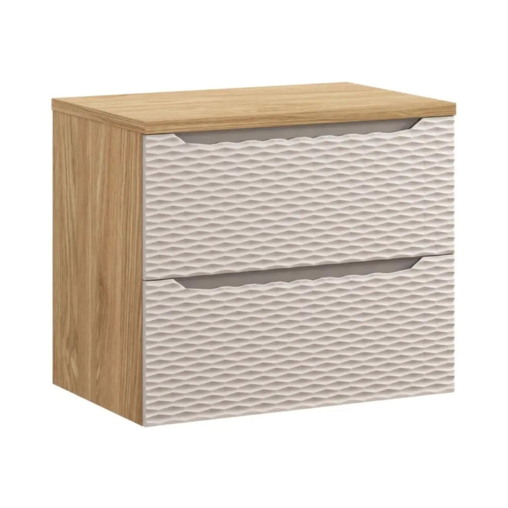Set da bagno YOKA beige: mobile sottolavabo 70 cm + piano lavabo
