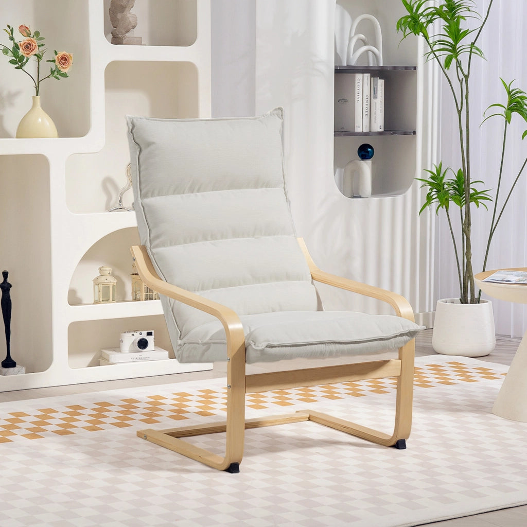 Poltrona Moderna con Schienale Alto Imbottito ¨C zephmum ¨C Terciopelo Crema 67x83x105 cm