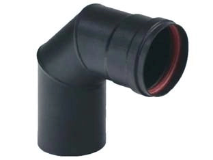 GOMITO A 90  ° PER STUFE A PELLET NERO OPACO ALA PELLET AETERNUM   EE ¸ mm.80    ALA