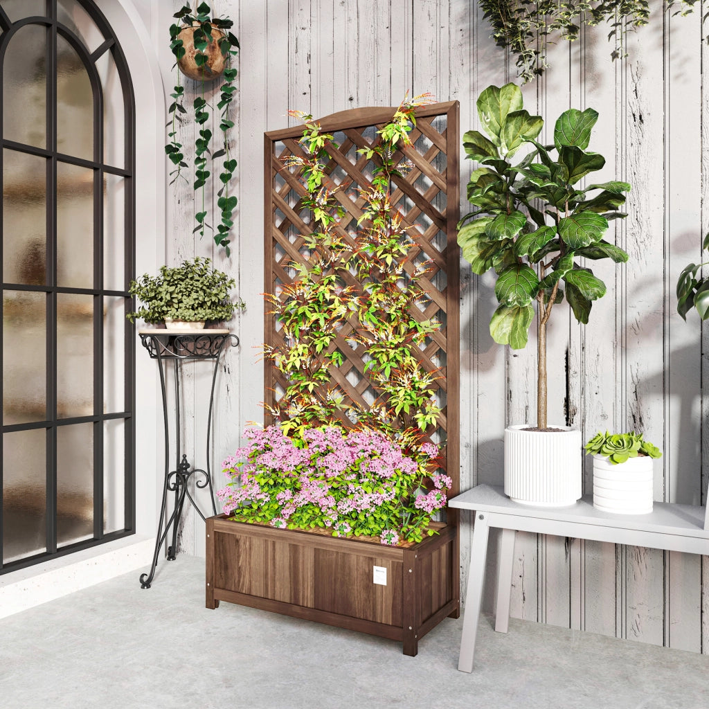 Fioriera con Griglia 76x36x170cm ¨C Xylo ¨C Legno Pino Marrone Scuro