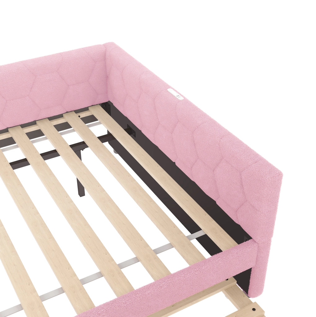 Letto daybed 140x200 cm con letto estraibile, presa USB e luce integrata