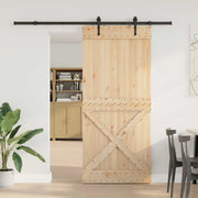 Porta scorrevole NARVIK Naturale e Nero 100 x 210 cm (213,5 cm) 3445394