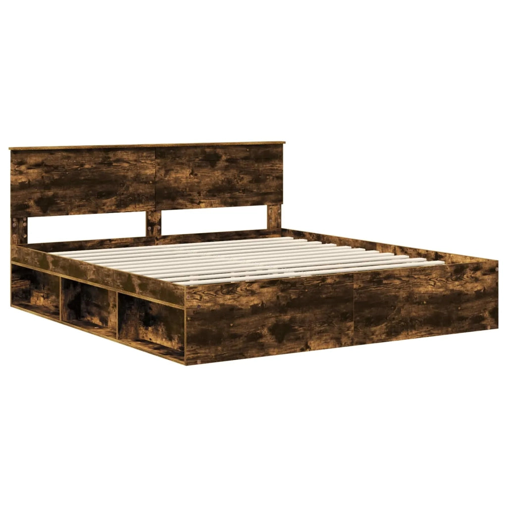 Struttura del letto-Giroletto Rovere fum¨¦ 200 x 200 cm Legno multistrato 671748