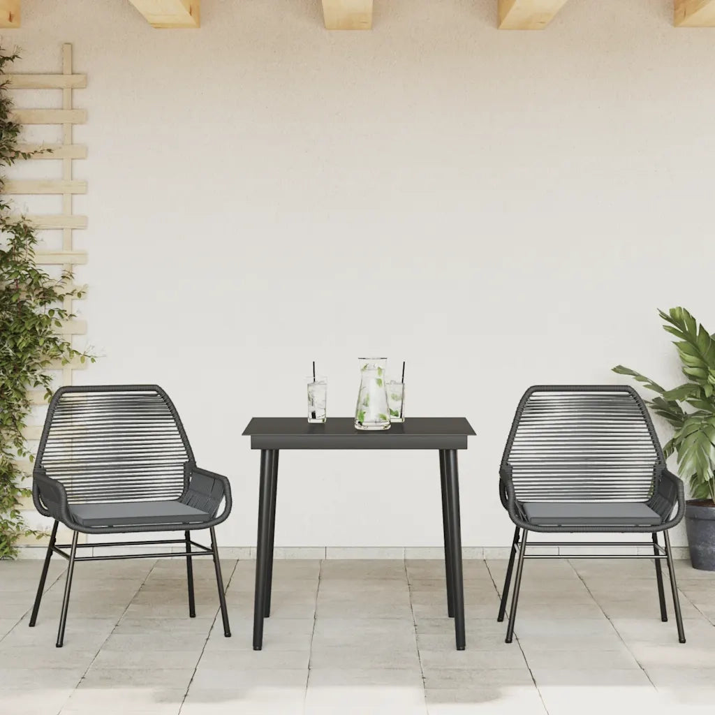 Set da Pranzo da Giardino 3 pz con Cuscini Polyrattan Vetro 3334464
