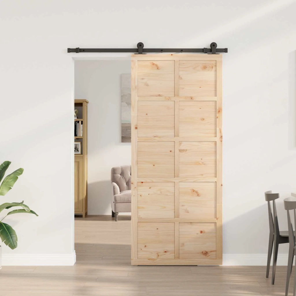Porta scorrevole Naturale 80 x 208 cm Legno Massello di Pino 3445644