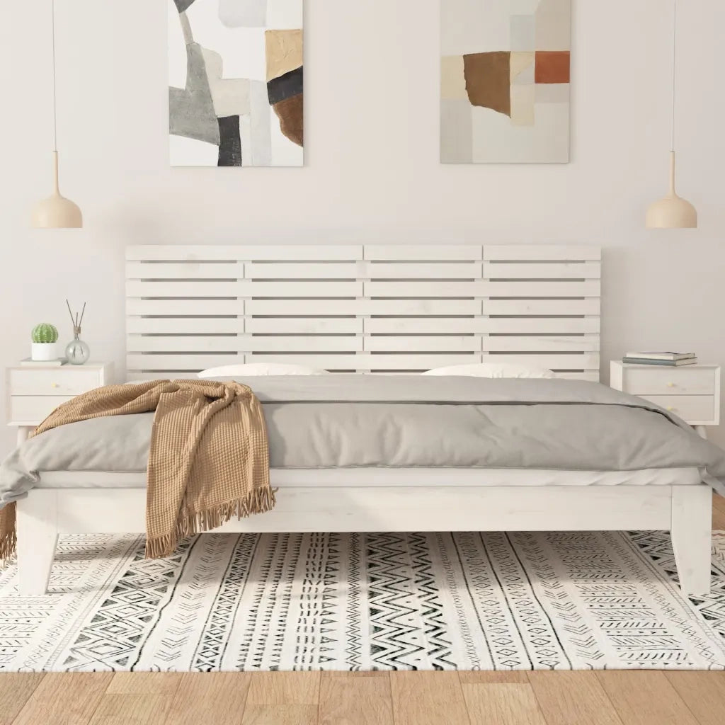 Testiera | Testata da Parete Bianca 166x3x63 cm in Legno Massello di Pino