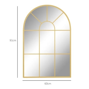 SPECCHIO da Parete 91x60 cm in Metallo Oro con Montaggio a Parete