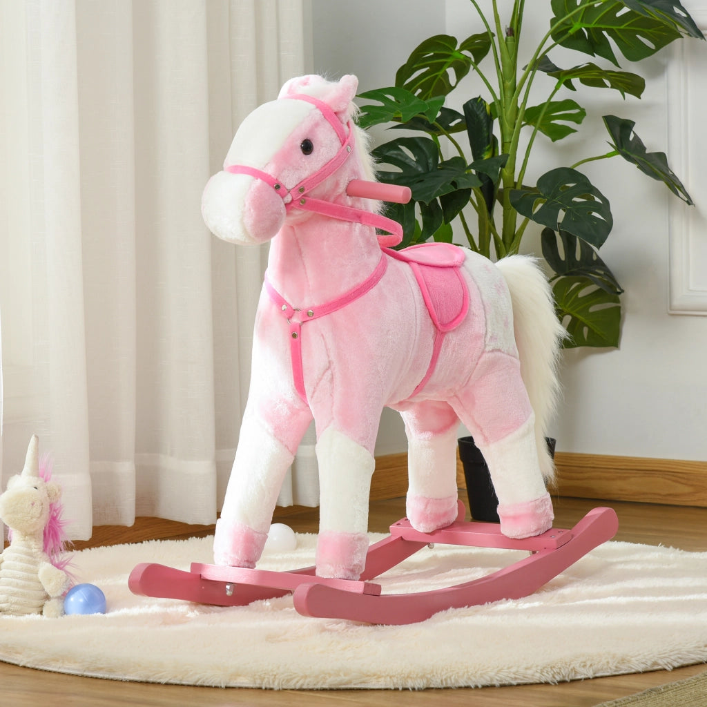 Cavallo a Dondolo in Peluche ¨C Xylo ¨C Rosa con Suoni, 74x28x65 cm