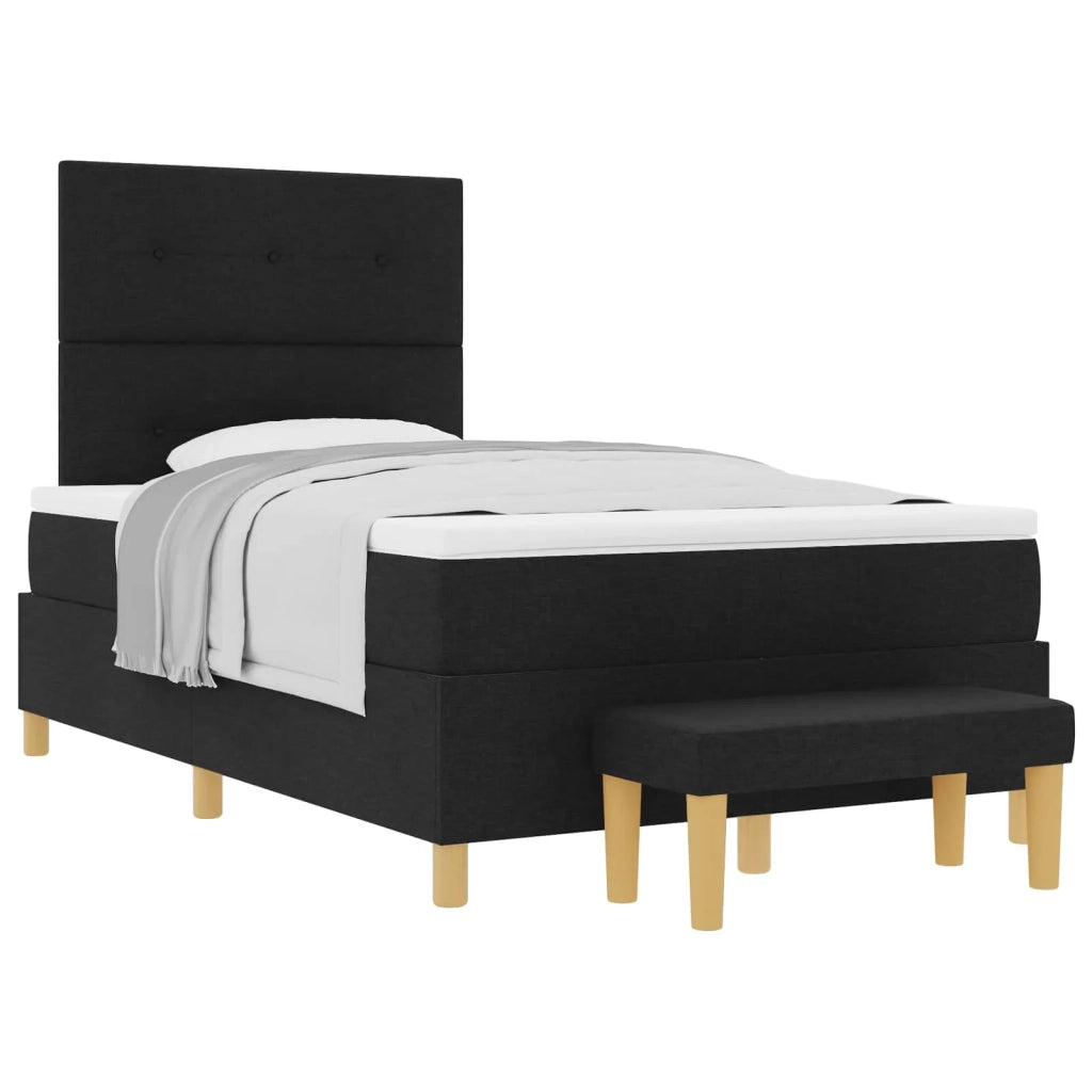 Letto a molle con materasso Nero 120 x 190 cm Tessuto