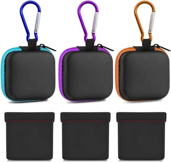 Set di 6 Tasche di Custodia per Orecchini con Cerniera di Carabina | Custodia Rigida Portatile per Orecchini e Cuffie | Pouch di Protezione | Set di Custodia per Orecchini con Cerniera di Carabina