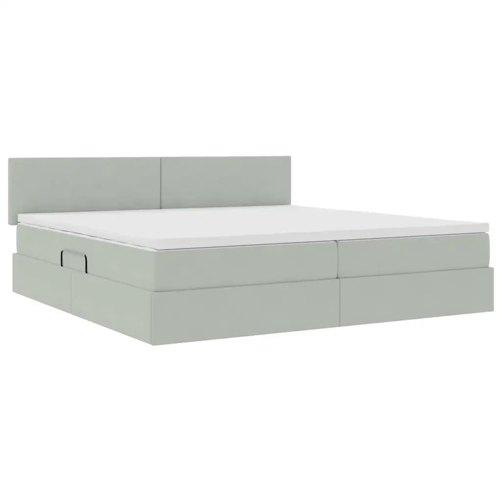 Letto con contenitore e LED Grigio chiaro 200 x 200 cm Velluto 3371355