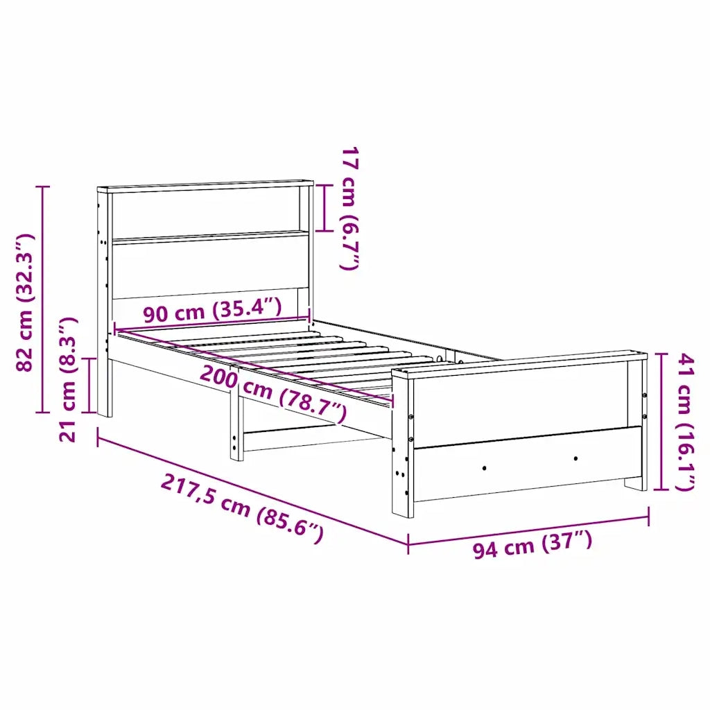Struttura del letto-Giroletto-Rete del Letto Bianco 90 x 200 cm Legno multistrato 592482