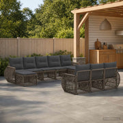 Set Divano da Giardino 10 pz Grigio e Grigio Scuro polyrattan 3435551