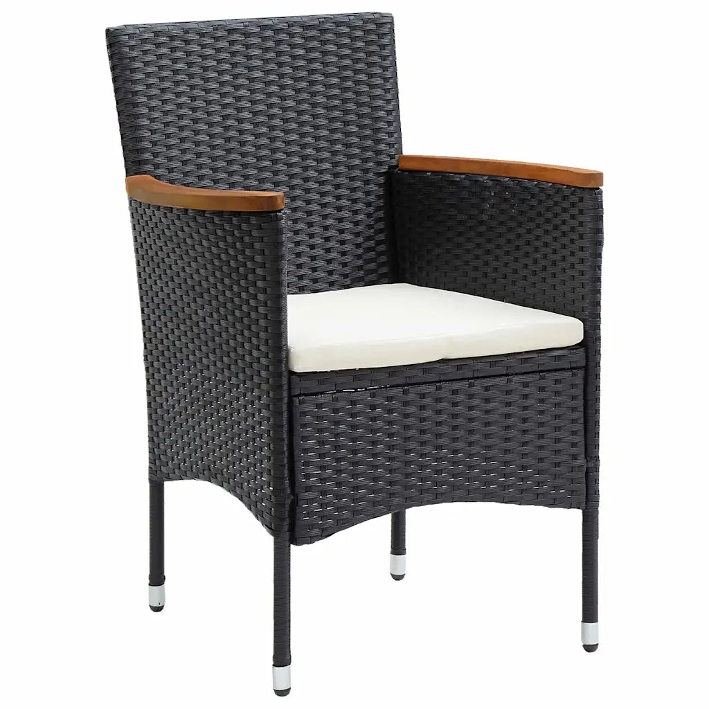 Set da Pranzo per Giardino con cuscino 5 pcs Nero polyrattan 3379752