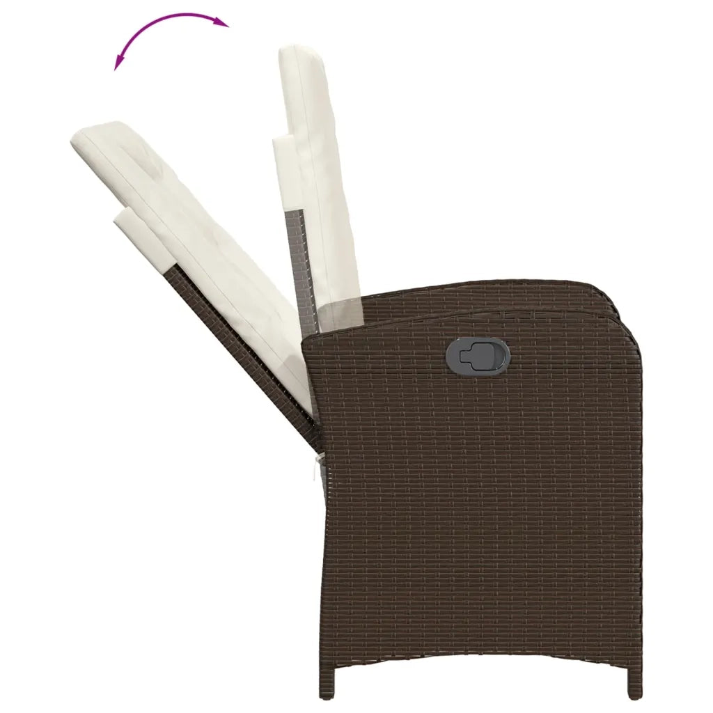 Sedia Reclinabile da Giardino con Cuscini Marrone in Polyrattan 365162
