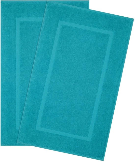 Set di tappeti da bagno in cotone 100%, 2 pezzi, asciugamano per la doccia, tappeti assorbenti lavabili 51x86 cm, grandi tappeti da bagno, azzurro turquesa