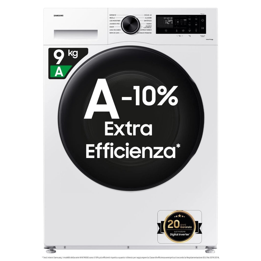 Samsung WW90CGC04DAEET Lavatrice 9 Kg Classe A Profondita' 55 cm Centrifuga 1400 giri Inverter Vapore Crystal Clean