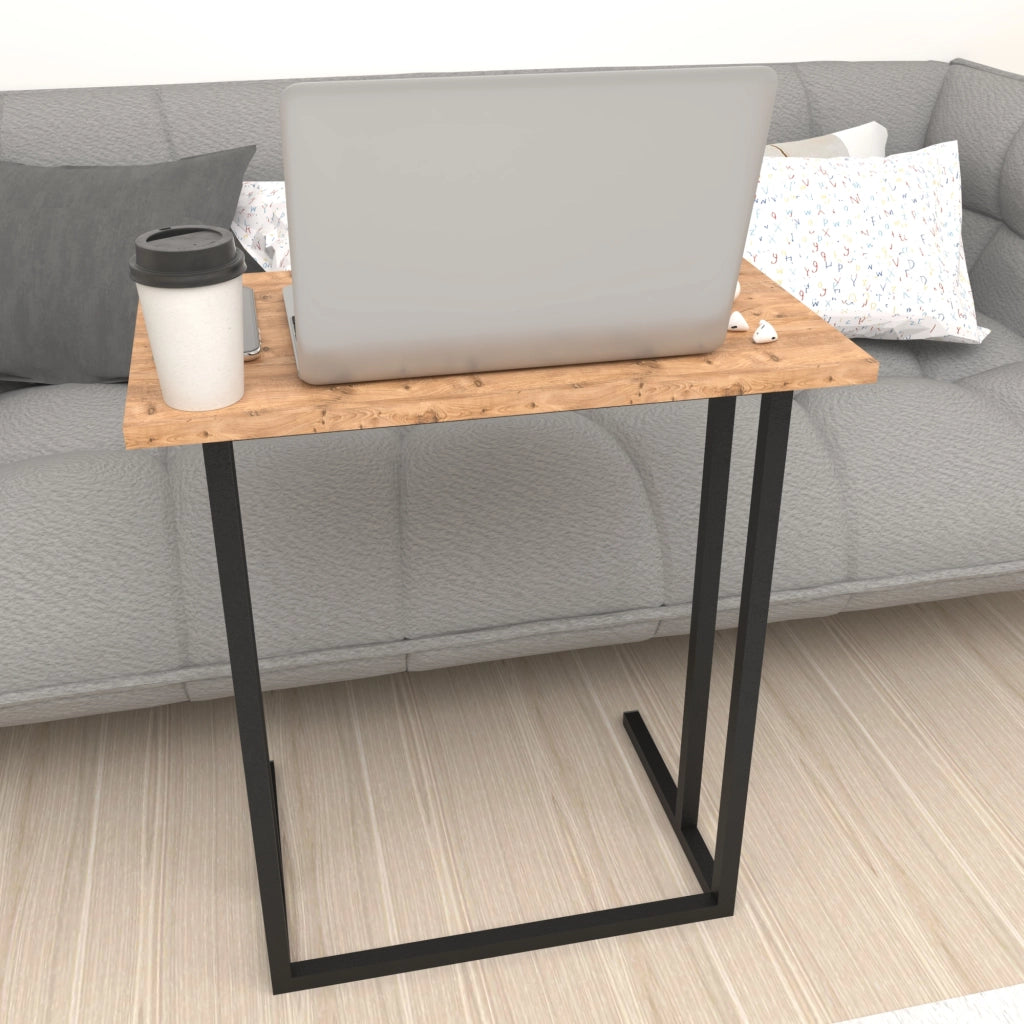 Tavolino Laterale 'Högsby' Tavolino Basso con Piano di Appoggio per Notebook Consolle da Divano - Effetto Rovere [en.casa]