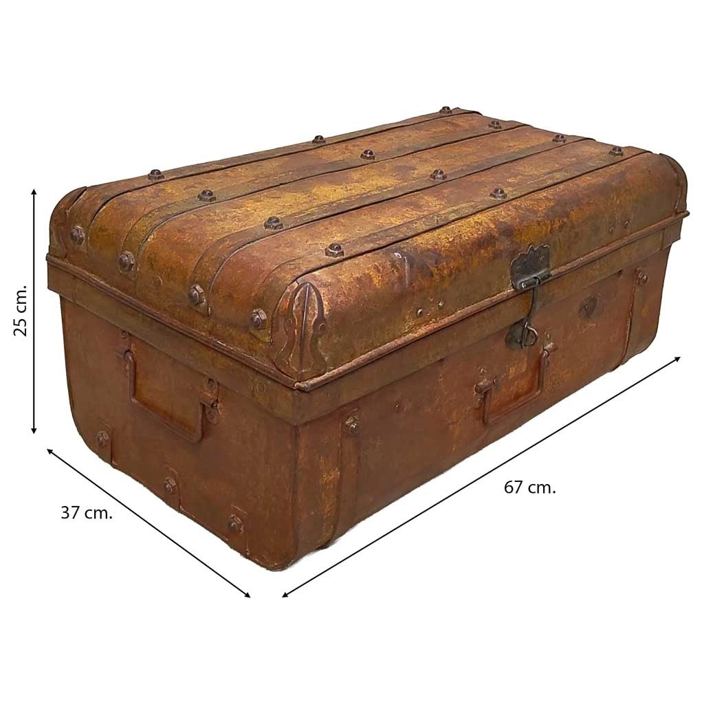 Valigia artigianale in metallo, 67x37x25h cm