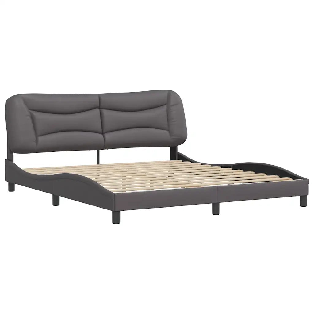 Letto matrimoniale | Letto per adulti | Giroletto senza Materasso Hvar Grigio 180x200 cm in Similpelle
