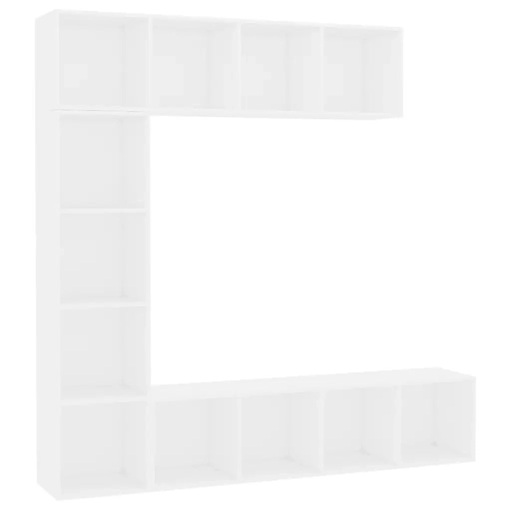 Set Mobili Libreria/Porta TV 3 pz | Armadietto TV | Mobile Porta TV Bianco 180x30x180 cm