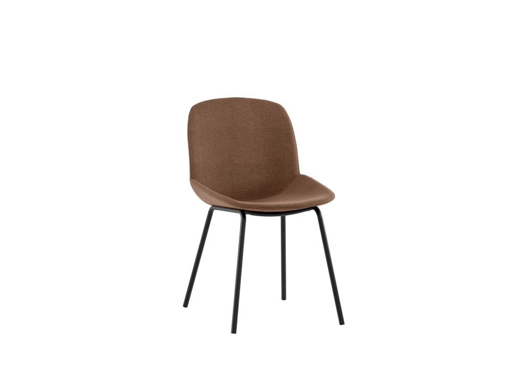 Sedia da pranzo Eva con seduta rivestita in tessuto ruggine e struttura in polipropilene - Base in metallo nero - Dimensioni 46x57x80 cm