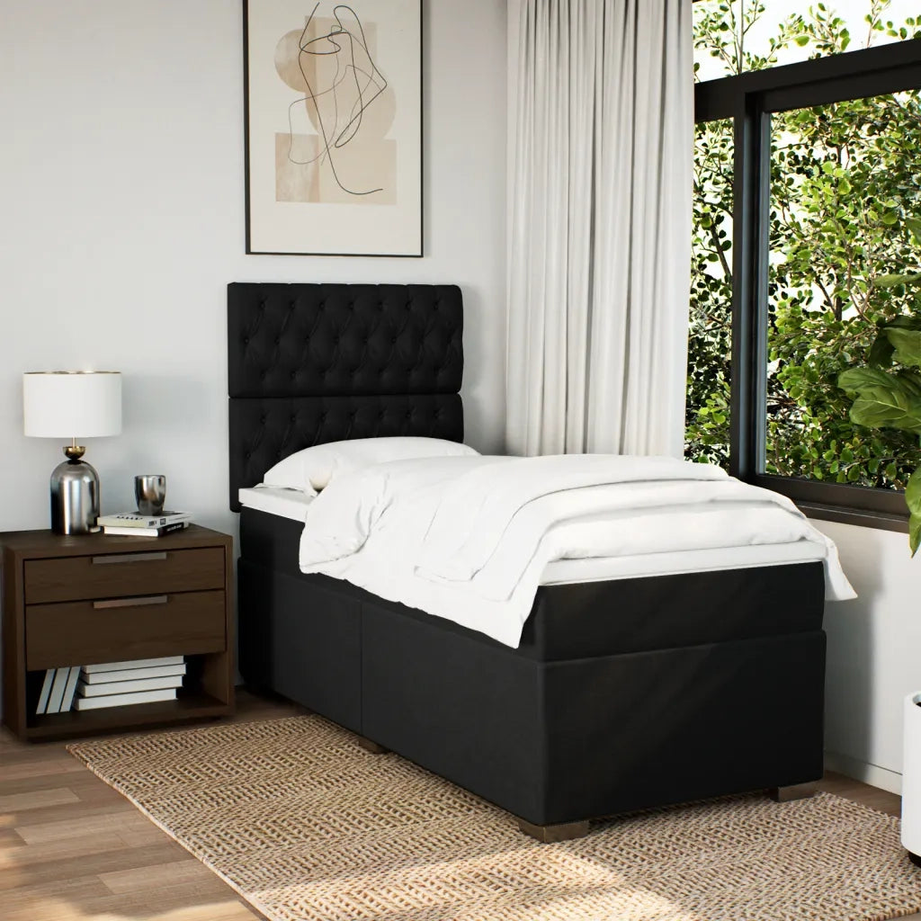 Giroletto a Molle con Materasso Nero 90x190 cm in Tessuto 3290352
