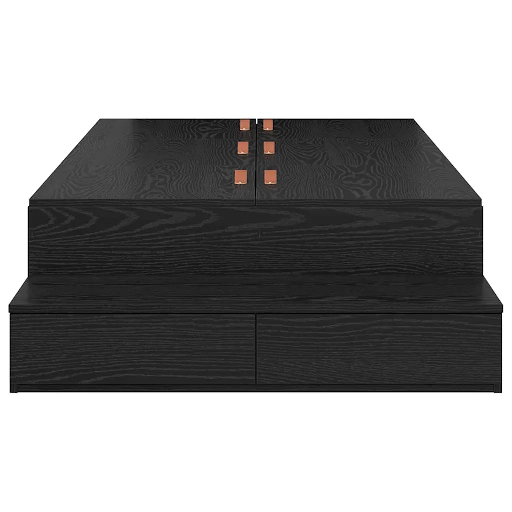 Struttura letto con contenitore con cassetto-Giroletto con contenitore Rovere Nero 90 cm 196158
