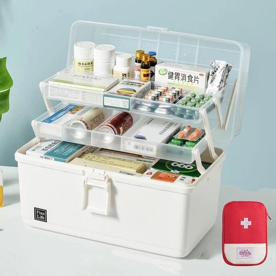 Cassa di archiviazione multifunzionale - Farmacia e Organizzatore - 1 pezzo - Bianco - 34 x 19 x 23 cm