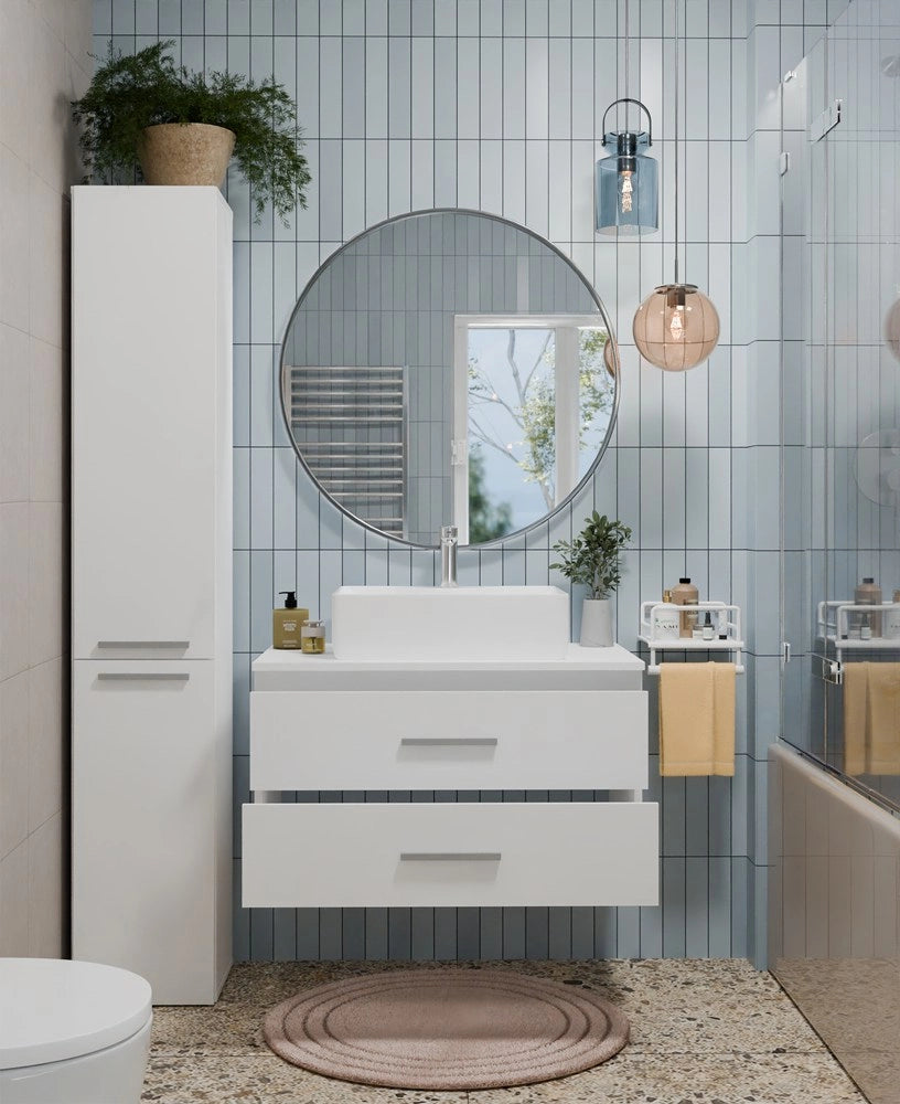 Mobile bagno con lavabo NEL 80 bianco sospeso 2 cassetti 80x50x58,5 cm