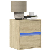 Comodini a Parete con luci LED 2 pz-Set di 2 Tavolino da notte Rovere Sonoma 723072