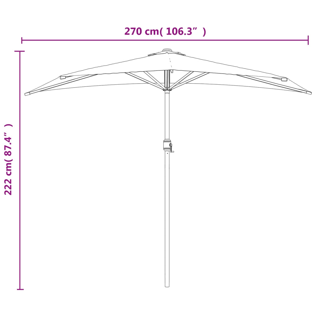 Ombrello | Parasolne da Balcone Palo in Alluminio Talpa 270x144 cm a Met¨¤