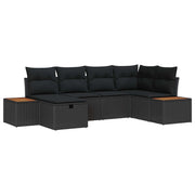 Set Divano da Giardino con cuscino 6 pcs Nero polyrattan 3359630