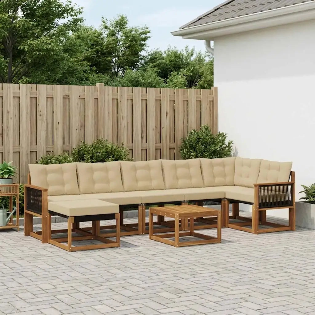Set di divani da esterno con cuscino 8 pcs Naturale e Beige 3382113