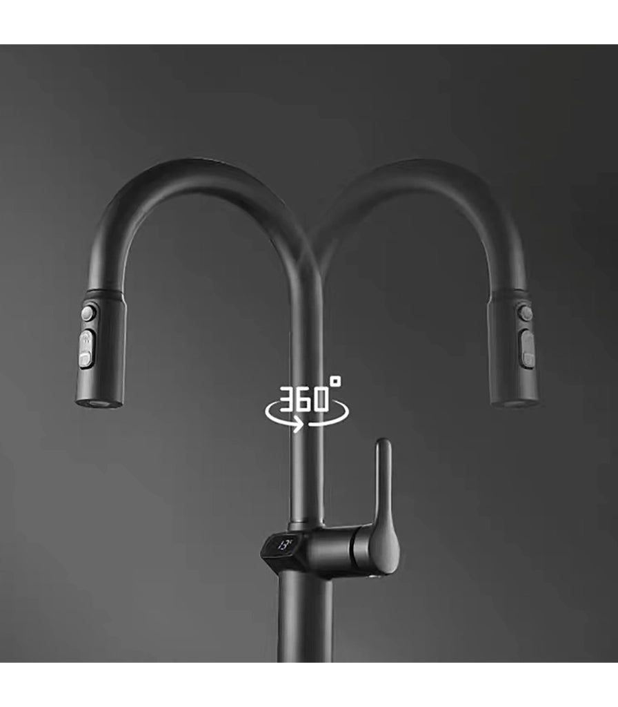 Rubinetto Cucina Display LED Temperatura LH-168 | Lega di Zinco | Estraibile | 3 Modi Acqua