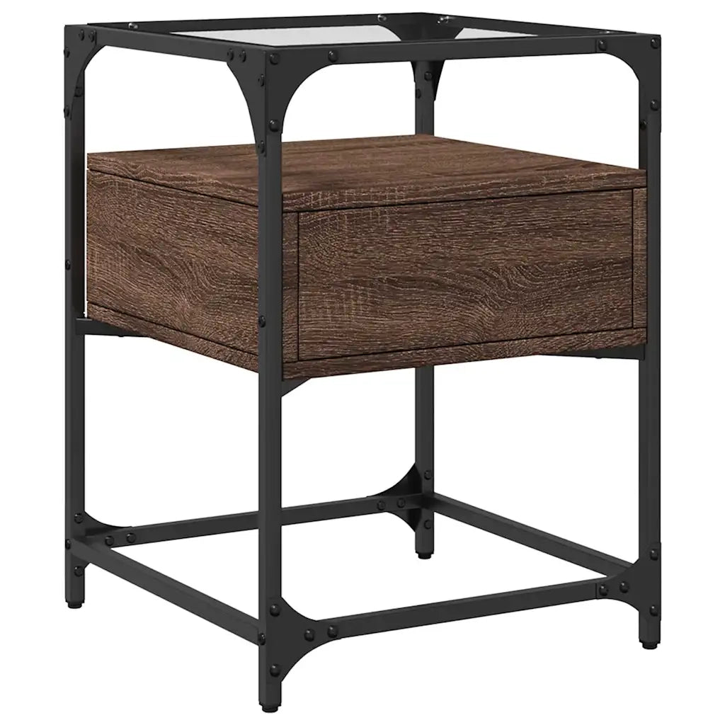 Set di 2 Comodini | Armadio da Notte | Mobiletto da notte Rovere Marrone 40x40x55 cm in Legno Multistrato