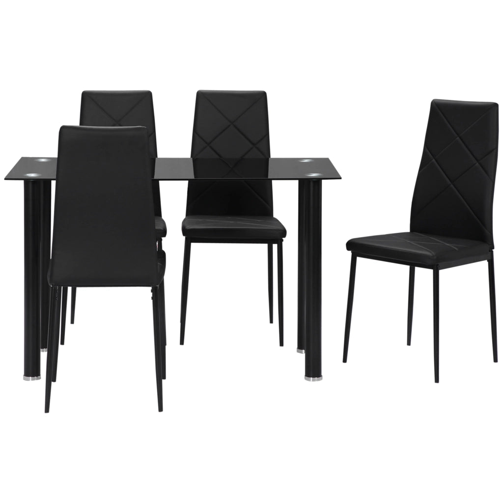 Tavolo da Pranzo con 4 Sedie Imbottite ¨C zephmum ¨C Piano Vetro Nero