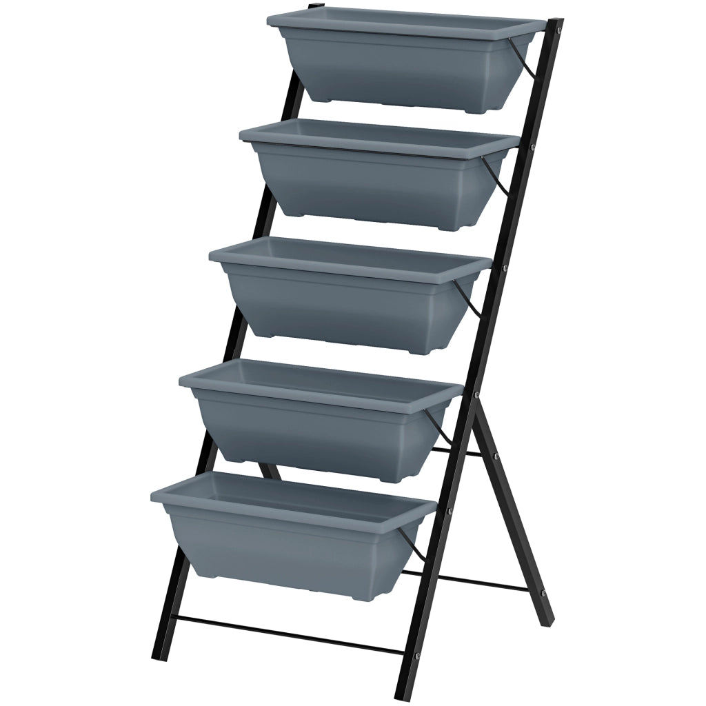 Fioriera Rialzata 5 Livelli ¨C Xylo ¨C Acciaio Grigio Verticale per Giardino Balcone