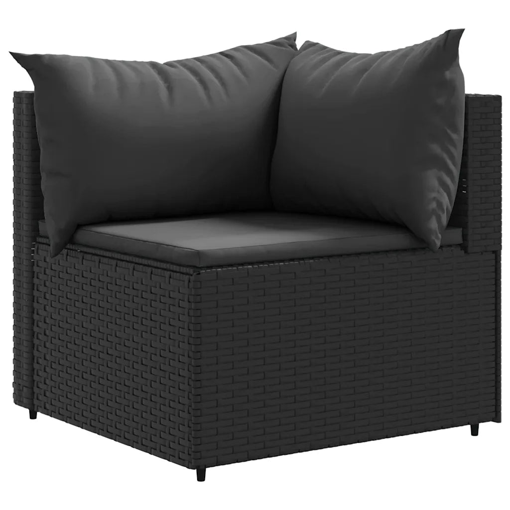Set Salotto da Giardino con Cuscini 7pz Nero Polyrattan