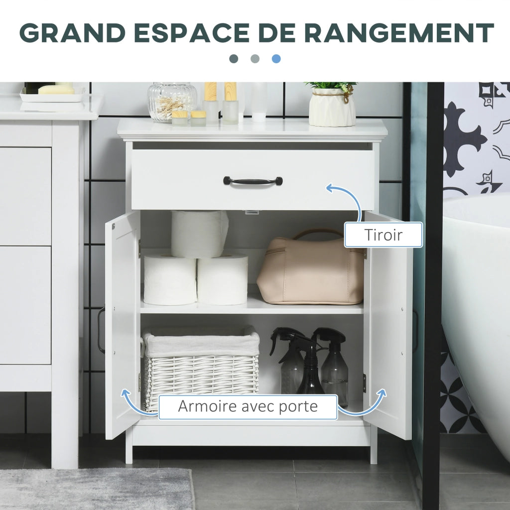 Mobile Bagno con Ante, Cassetto e Ripiano Regolabile ¨C Minimal ¨C Bianco 60x30x75