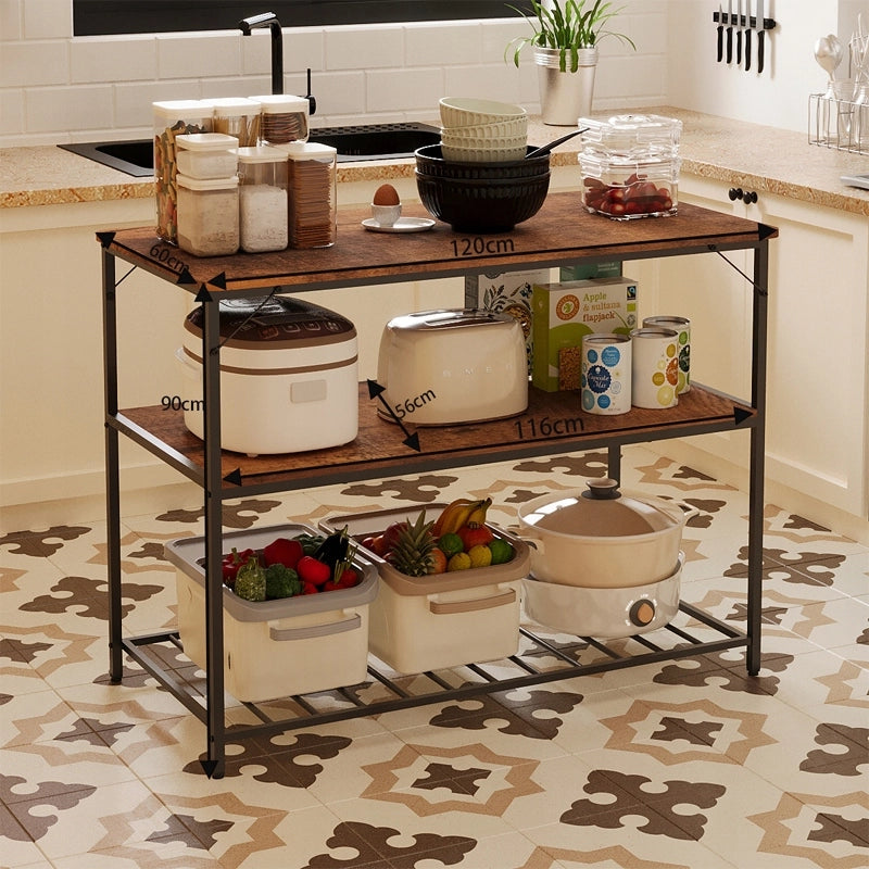 Mobile a isola da cucina con ripiani, stile loft industriale e rustico, color bronzo, 120 cm
