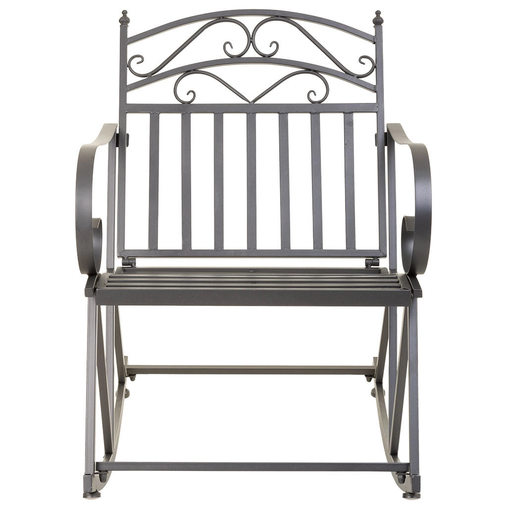 Sedia a dondolo in ferro battuto grigio 55x45x91h cm