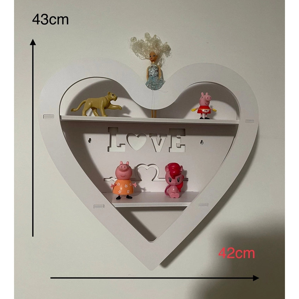 Trade Shop - Mensola Scaffale Da Parete A Forma Di Cuore Con Scritta Love A 2 Ripiani Camera Corridoio -