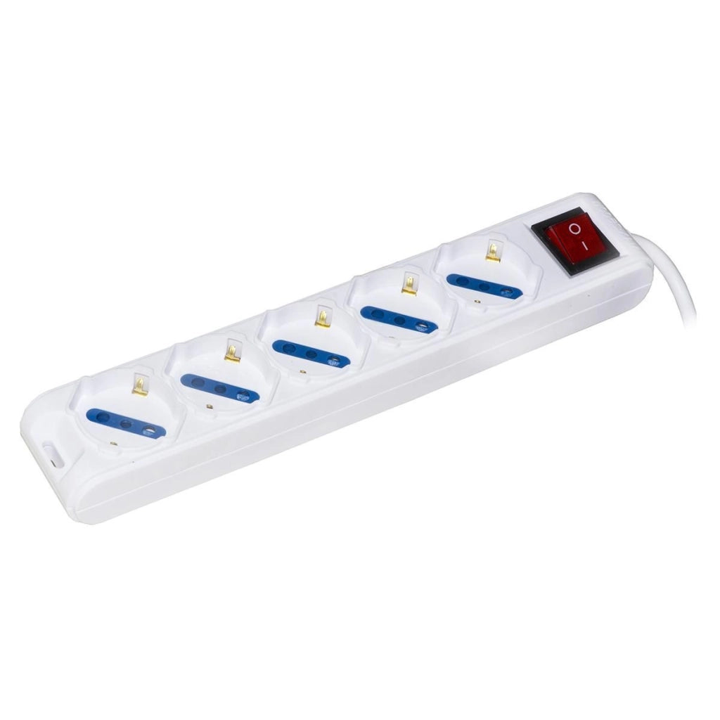 Link LKMP05IT Multipresa Elettrica 5 Prese Universali ITA Schuko Spina Tripolare 10A Interruttore Illuminato Cavo 1.5m 2500W colore Bianco