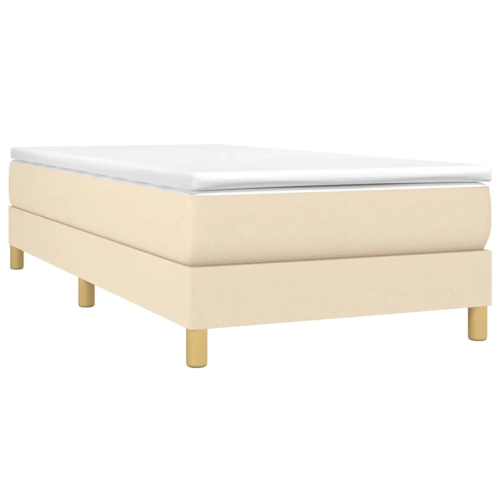 Letto singolo | Letto per adulti | Giroletto a Molle con Materasso Crema 100x200 cm in Tessuto