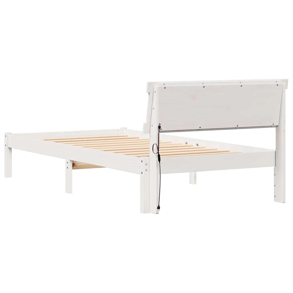 Letto singolo | Letto per adulti | Struttura del letto Bianco 100 x 200 cm Pino massello