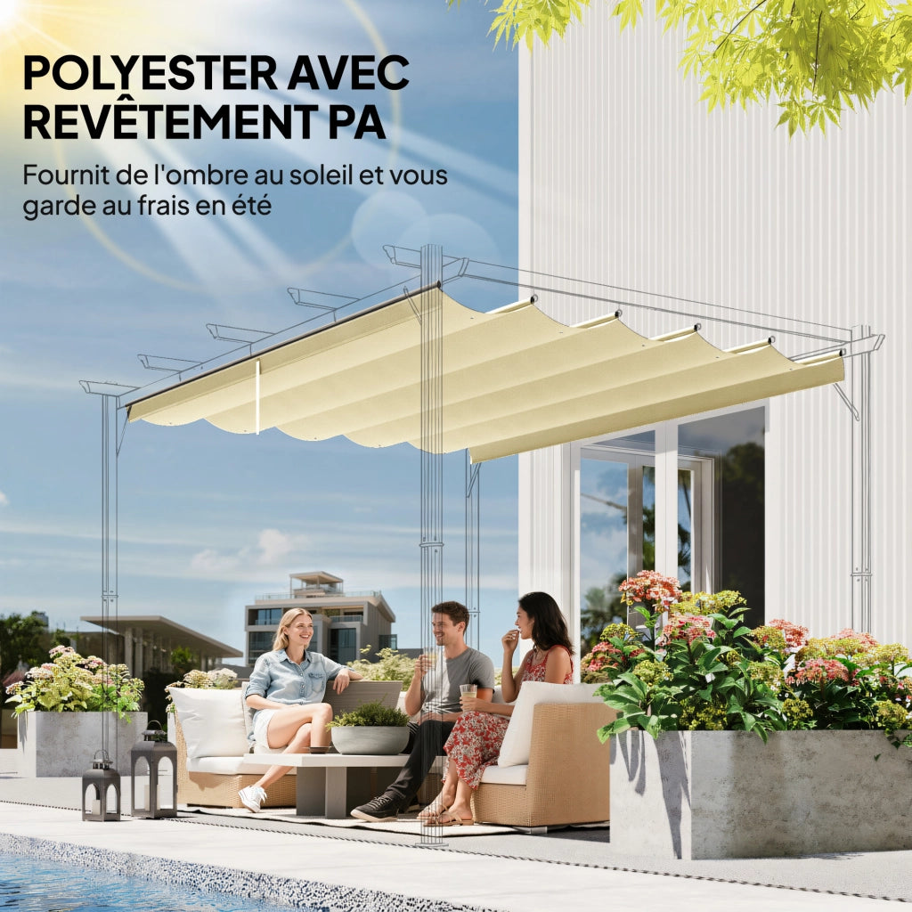 Telo di ricambio per pergola retrattile 3x3m ¨C Xylo ¨C 250x255cm crema